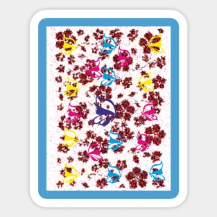 rose and butterfly pattern Sticker